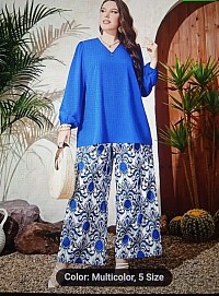 Beautiful plus size royal blue two-piece pants set. This set could be worn to work or dressed up to wear to any formal affair. Priced at $31.00