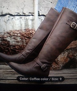 Brown, warm winter boots gold buckle at the ankle & at the top: size 9 - 40.00